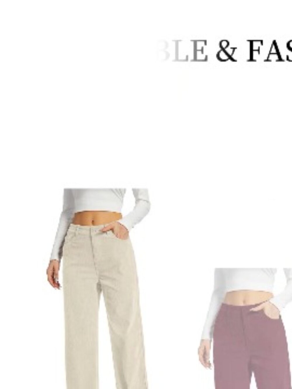 Corduroy Wide Leg Pants Mid Rise Loose Fit Casual Trousers for Work - Picture 7 of 7